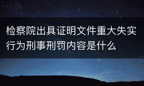 检察院出具证明文件重大失实行为刑事刑罚内容是什么