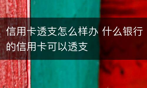 信用卡透支怎么样办 什么银行的信用卡可以透支