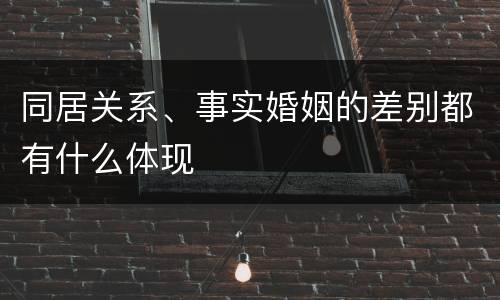 同居关系、事实婚姻的差别都有什么体现