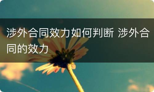 涉外合同效力如何判断 涉外合同的效力