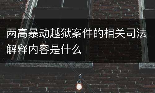 两高暴动越狱案件的相关司法解释内容是什么