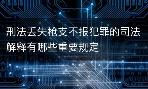 刑法丢失枪支不报犯罪的司法解释有哪些重要规定