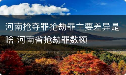 河南抢夺罪抢劫罪主要差异是啥 河南省抢劫罪数额