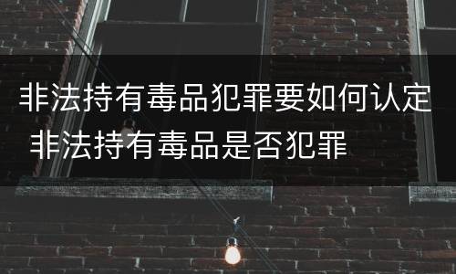 非法持有毒品犯罪要如何认定 非法持有毒品是否犯罪