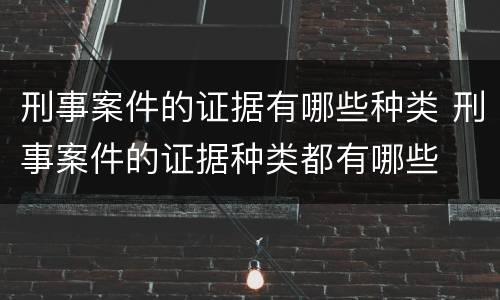 刑事案件的证据有哪些种类 刑事案件的证据种类都有哪些