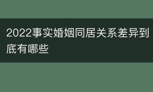 2022事实婚姻同居关系差异到底有哪些