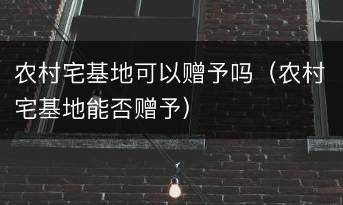 农村宅基地可以赠予吗（农村宅基地能否赠予）