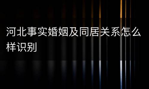 河北事实婚姻及同居关系怎么样识别