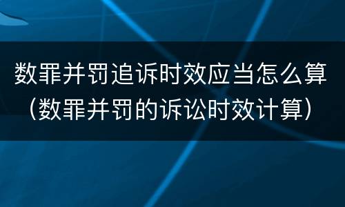 数罪并罚追诉时效应当怎么算（数罪并罚的诉讼时效计算）