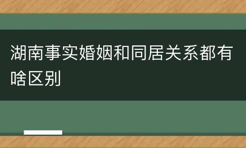 湖南事实婚姻和同居关系都有啥区别