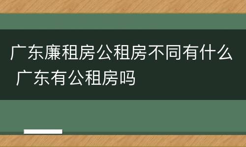 广东廉租房公租房不同有什么 广东有公租房吗