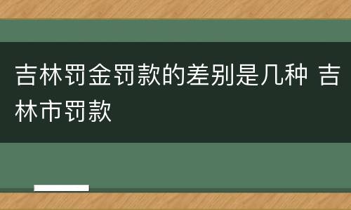 吉林罚金罚款的差别是几种 吉林市罚款