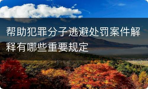 帮助犯罪分子逃避处罚案件解释有哪些重要规定