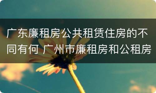 广东廉租房公共租赁住房的不同有何 广州市廉租房和公租房的区别
