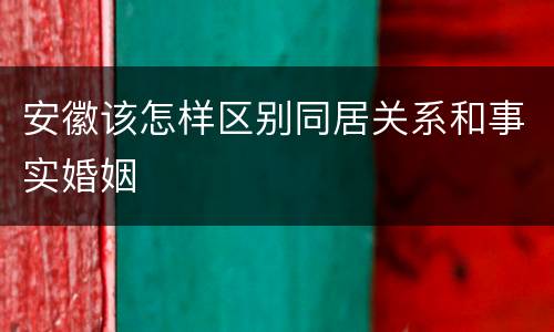 安徽该怎样区别同居关系和事实婚姻