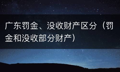 广东罚金、没收财产区分（罚金和没收部分财产）