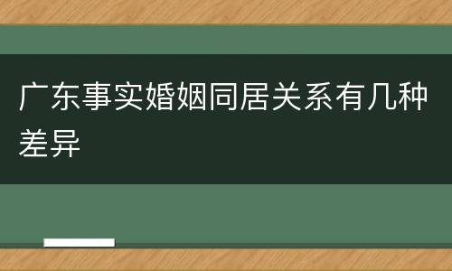 广东事实婚姻同居关系有几种差异