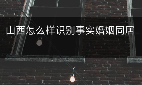 山西怎么样识别事实婚姻同居