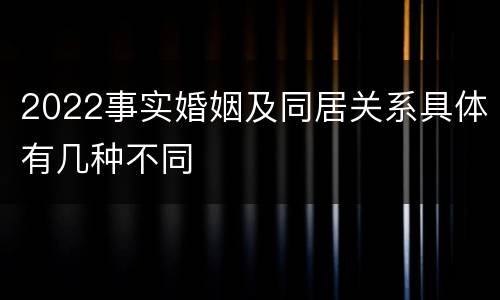 2022事实婚姻及同居关系具体有几种不同