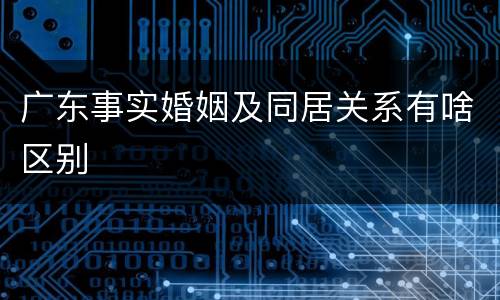 广东事实婚姻及同居关系有啥区别