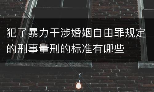 犯了暴力干涉婚姻自由罪规定的刑事量刑的标准有哪些