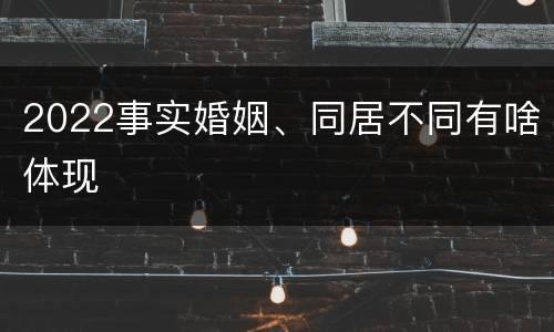 2022事实婚姻、同居不同有啥体现