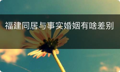 福建同居与事实婚姻有啥差别
