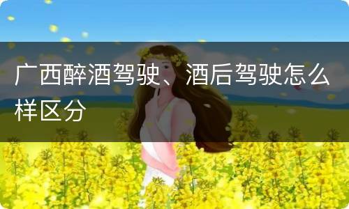 广西醉酒驾驶、酒后驾驶怎么样区分