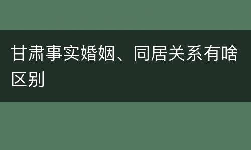 甘肃事实婚姻、同居关系有啥区别