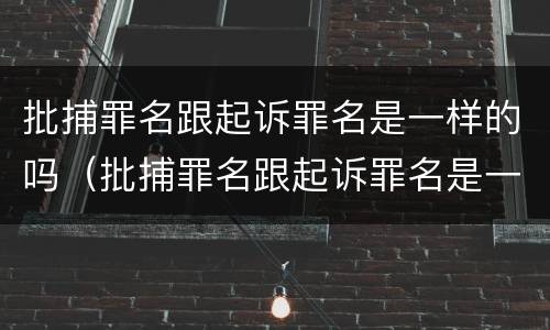 批捕罪名跟起诉罪名是一样的吗（批捕罪名跟起诉罪名是一样的吗怎么办）