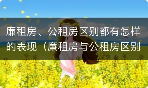 廉租房、公租房区别都有怎样的表现（廉租房与公租房区别）
