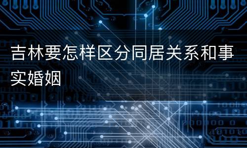 吉林要怎样区分同居关系和事实婚姻