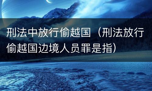刑法中放行偷越国（刑法放行偷越国边境人员罪是指）