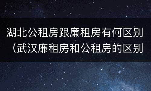 湖北公租房跟廉租房有何区别（武汉廉租房和公租房的区别）