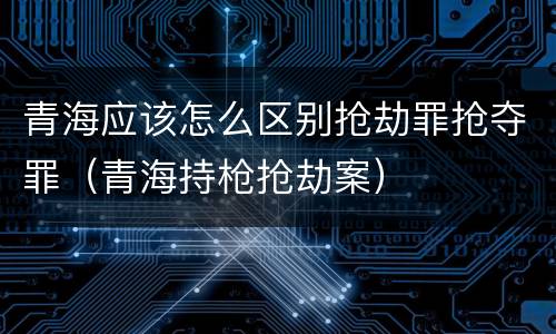 青海应该怎么区别抢劫罪抢夺罪（青海持枪抢劫案）