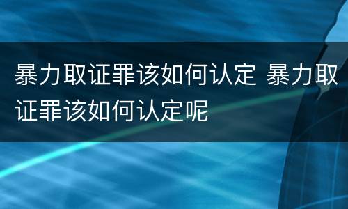 暴力取证罪该如何认定 暴力取证罪该如何认定呢