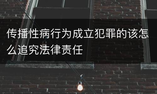 传播性病行为成立犯罪的该怎么追究法律责任