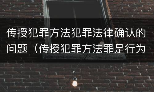 传授犯罪方法犯罪法律确认的问题（传授犯罪方法罪是行为犯）