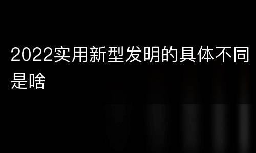 2022实用新型发明的具体不同是啥
