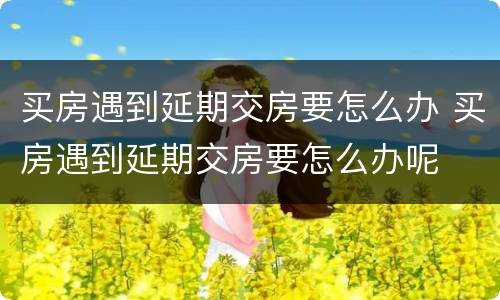 买房遇到延期交房要怎么办 买房遇到延期交房要怎么办呢