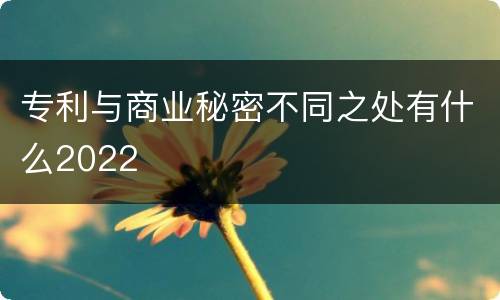 专利与商业秘密不同之处有什么2022