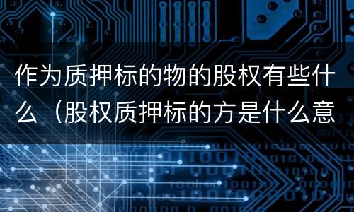 作为质押标的物的股权有些什么（股权质押标的方是什么意思）