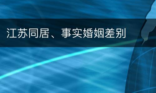 江苏同居、事实婚姻差别