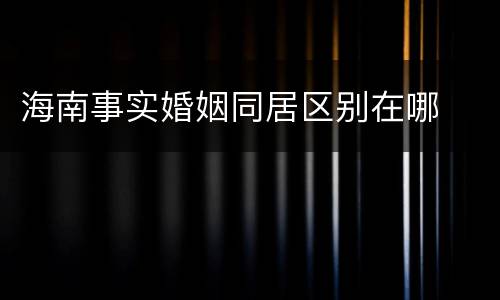 海南事实婚姻同居区别在哪