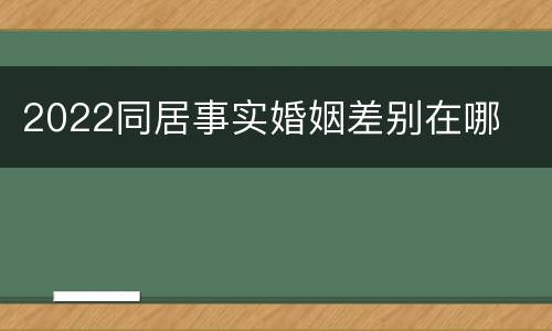 2022同居事实婚姻差别在哪