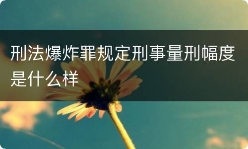 刑法爆炸罪规定刑事量刑幅度是什么样