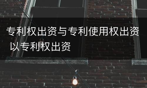 专利权出资与专利使用权出资 以专利权出资