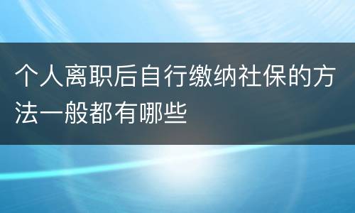 个人离职后自行缴纳社保的方法一般都有哪些