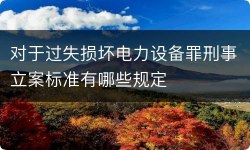 对于过失损坏电力设备罪刑事立案标准有哪些规定