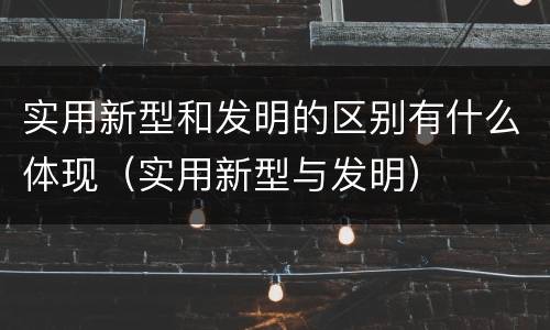 实用新型和发明的区别有什么体现（实用新型与发明）